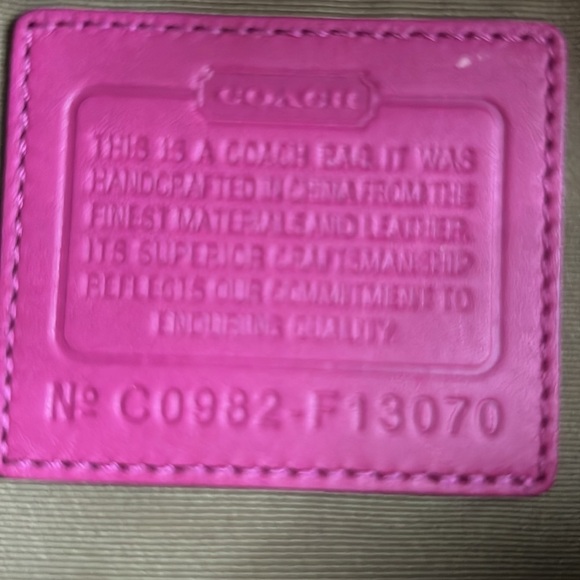 Coach Pink #F13070 Satchel with Signature Monogram and Burgundy Accents - Picture 8 of 8